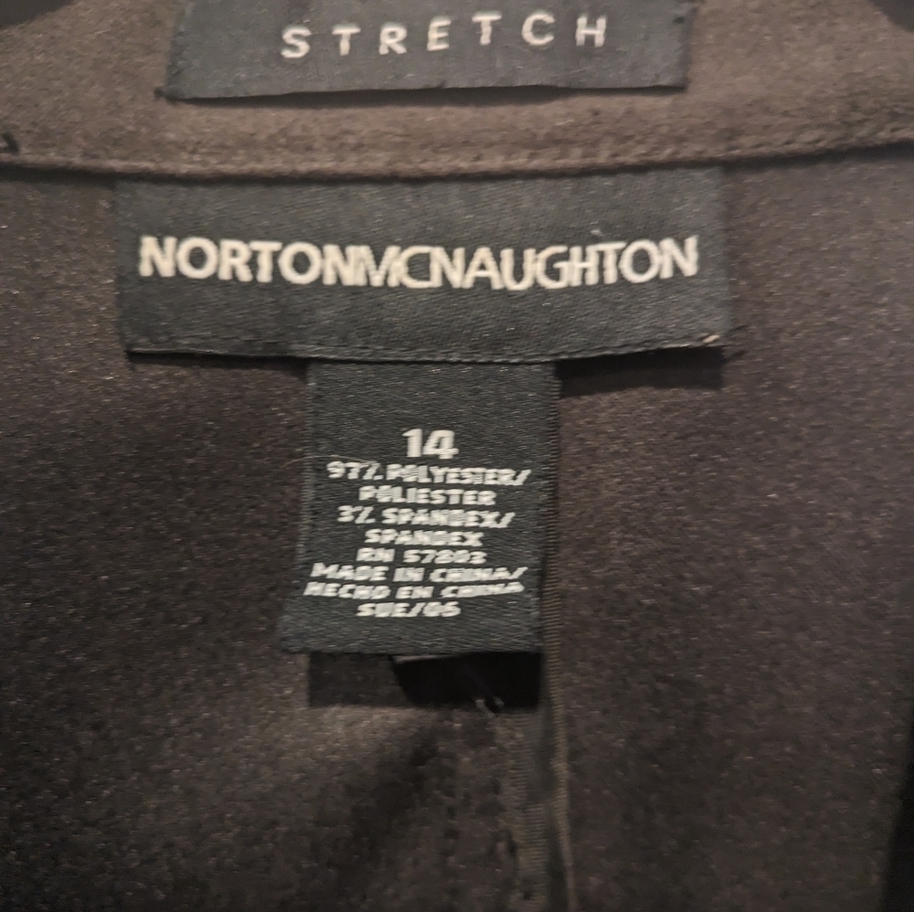 Norton McNaughton Brown Faux Suede Blazer Jacket Size 14 Classic Work Career - Picture 4 of 4